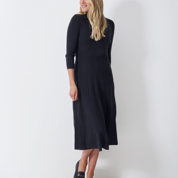 Crew Clothing Women's Cotton Rich Ribbed Midi Jumper Dress - 10 - Navy, Navy