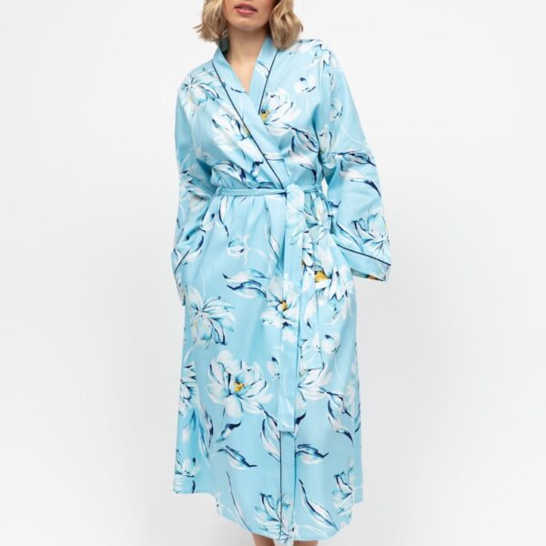 Cyberjammies Women's Cotton Modal Floral Dressing Gown - 12 - Blue Mix, Blue Mix