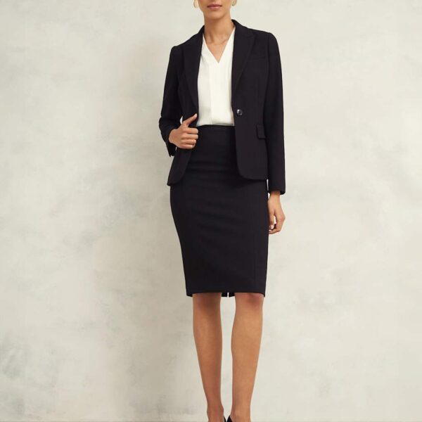 Hobbs Women's Split Back Knee Length Pencil Skirt - 14REG - Black, Black