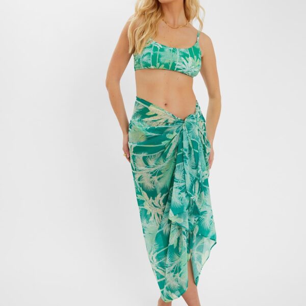 Accessorize Women's Printed Midaxi Beach Cover Up Sarong - Green Mix, Green Mix