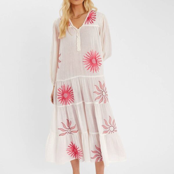 Accessorize Women's Pure Embroidered Tiered Midaxi Dress - Ivory, Ivory
