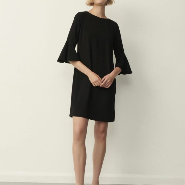 Finery London Women's Crepe Frill Sleeve Mini Dress - 12 - Black, Black