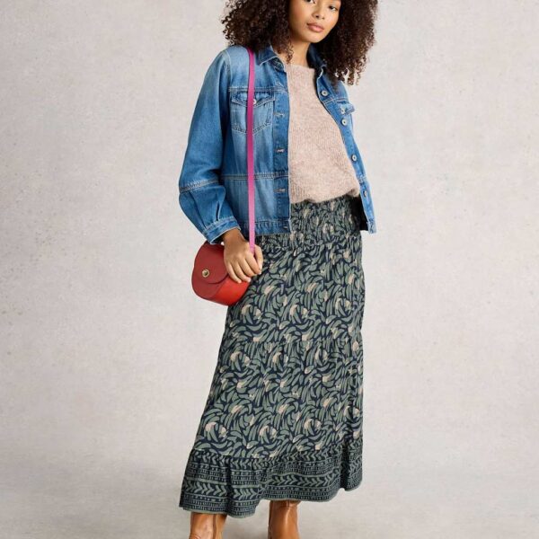 White Stuff Women's Jersey Printed Maxi A-Line Skirt - 12REG - Navy Mix, Navy Mix