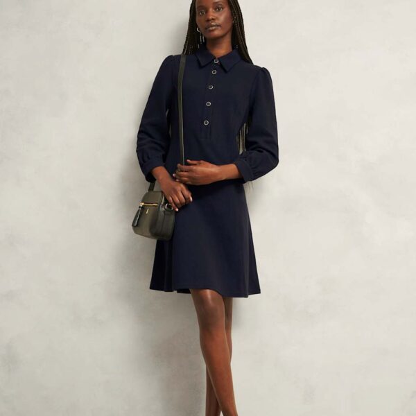 Hobbs Women's Cotton Rich Collared Mini Shift Dress - 12 - Navy, Navy