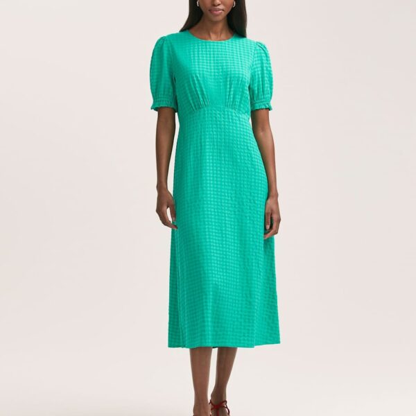 Finery London Women's Cotton Blend Gingham Midi Tea Dress - 16 - Green, Green,Navy,Red