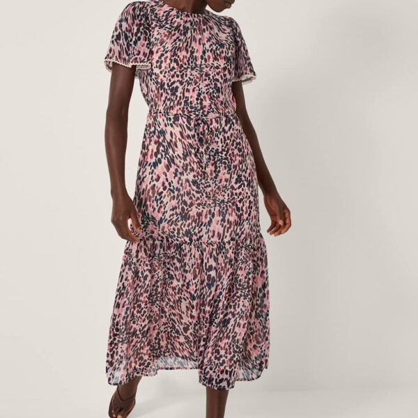Monsoon Women's Animal Print Tiered Maxi Dress - 20 - Pink Mix, Pink Mix