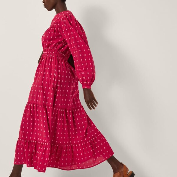 Monsoon Women's Poppy Long Sleeve Tiered Midi Dress Red - XL, Red