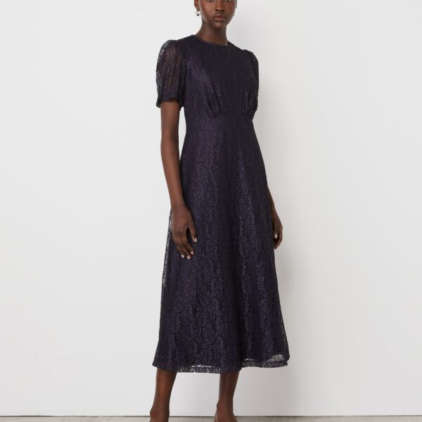 Finery London Women's Lace Midi Tea Dress - 12 - Navy, Navy