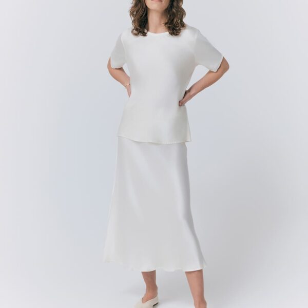 Ghost Women's Satin Midi Slip Skirt - XXL - Ivory, Ivory