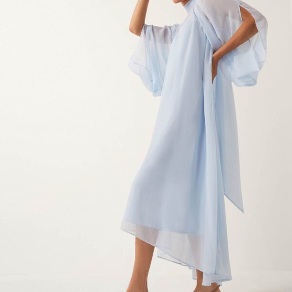 Monsoon Women's Chiffon High Neck Maxi Dress - XXL - Pale Blue, Pale Blue