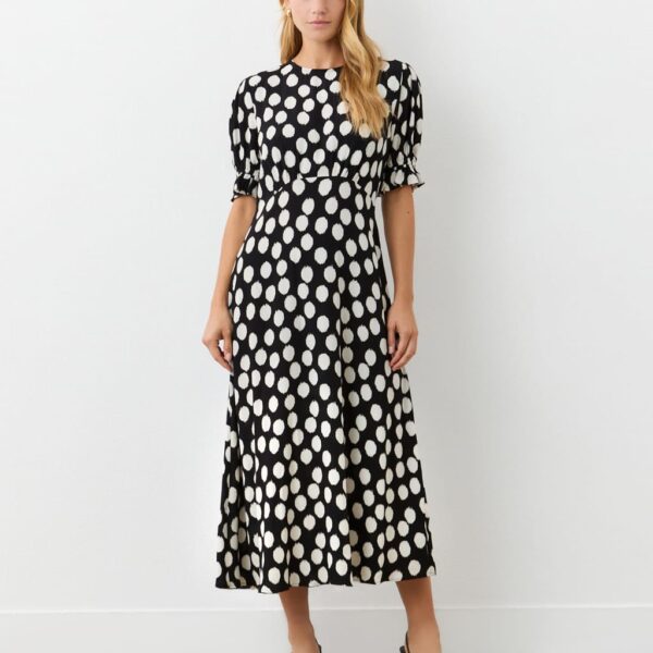 Finery London Women's Polka Dot Midi Tea Dress - 10 - Black Mix, Black Mix