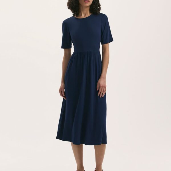 Finery London Women's Jersey Round Neck Midi T-Shirt Skater Dress - 18 - Navy, Khaki,Navy,Black,Red