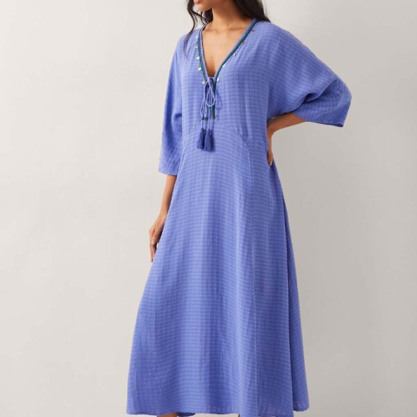 Monsoon Women's Embellished V-Neck Maxi Kaftan - XXL - Blue Mix, Blue Mix