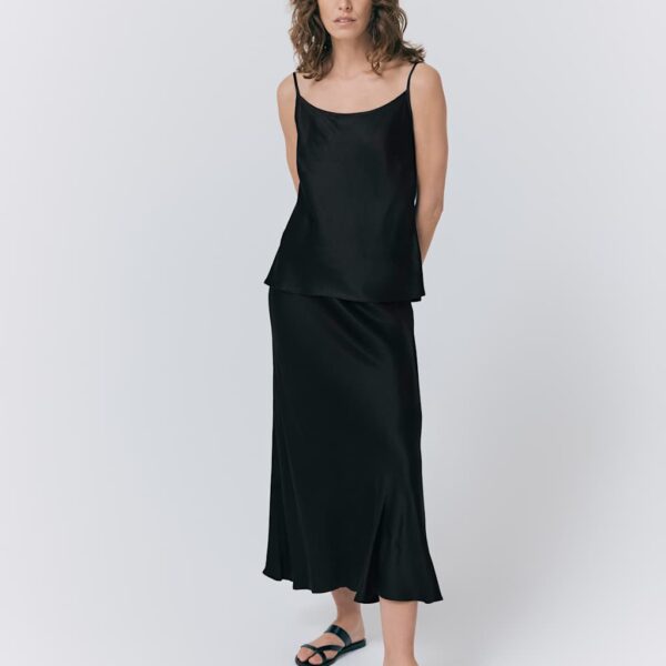 Ghost Women's Satin Midi Slip Skirt - XXL - Black, Black