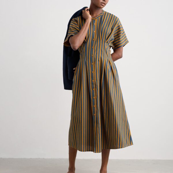 Seasalt Cornwall Women's Pure Cotton Striped Midaxi Shirt Dress - 16REG - Brown Mix, Brown Mix