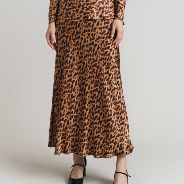 Ghost Women's Animal Print Midi Slip Skirt - XS - Brown Mix, Brown Mix