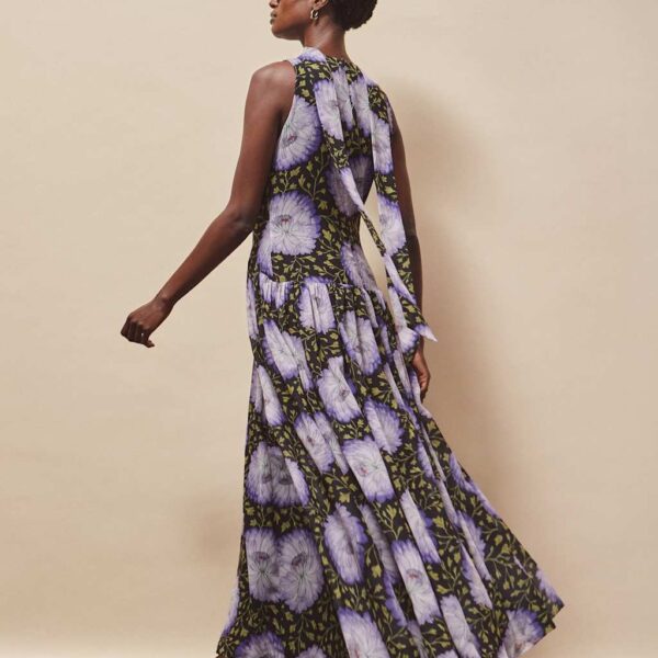 Ro&Zo Women's Chiffon Floral High Neck Maxi Dress - 14REG - Lilac, Lilac