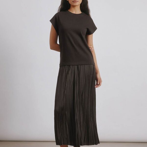 Albaray Women's Plisse Midi T-Shirt Dress - 8 - Brown Mix, Brown Mix