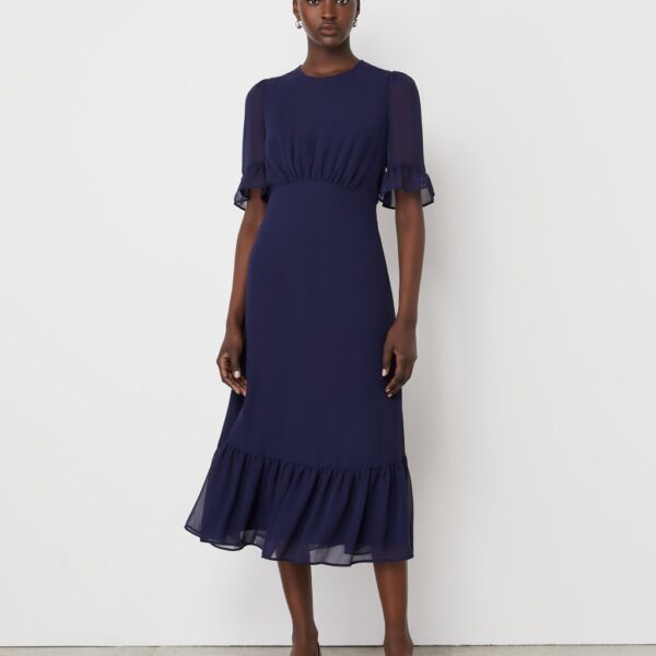 Finery London Women's Chiffon Midi Tiered Dress - 20 - Navy, Navy