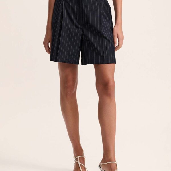 Saba Women's Wool Blend Pinstripe Bermuda Shorts - 12 - Navy Mix, Navy Mix