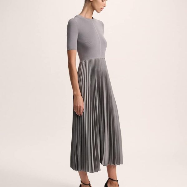 Saba Women's Textured Midi Skater Dress - L - Silver, Silver