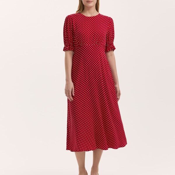 Finery London Women's Polka Dot Midi Tea Dress - 12REG - Red Mix, Red Mix