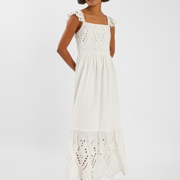 Accessorize Women's Pure Cotton Broderie Square Neck Beach Dress - M - Ivory, Ivory