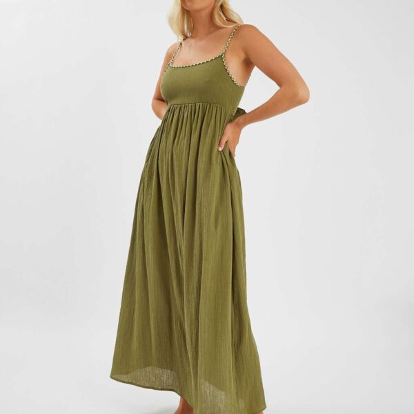 Accessorize Women's Tie Back Strappy Maxi Dress - L - Khaki, Khaki