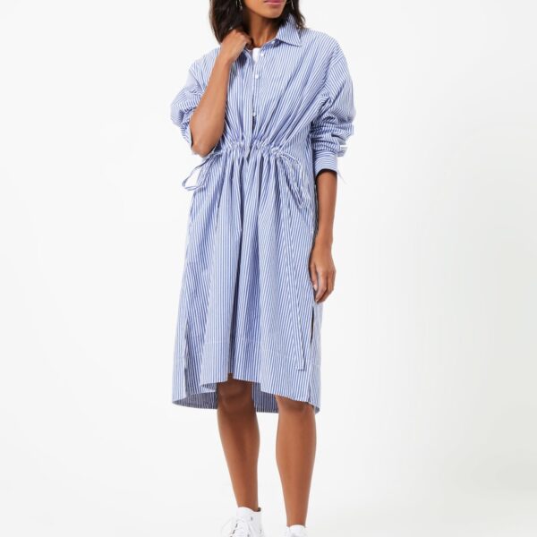 French Connection Women's Pure Cotton Striped Knee Length Shirt Dress - M - Blue Mix, Blue Mix