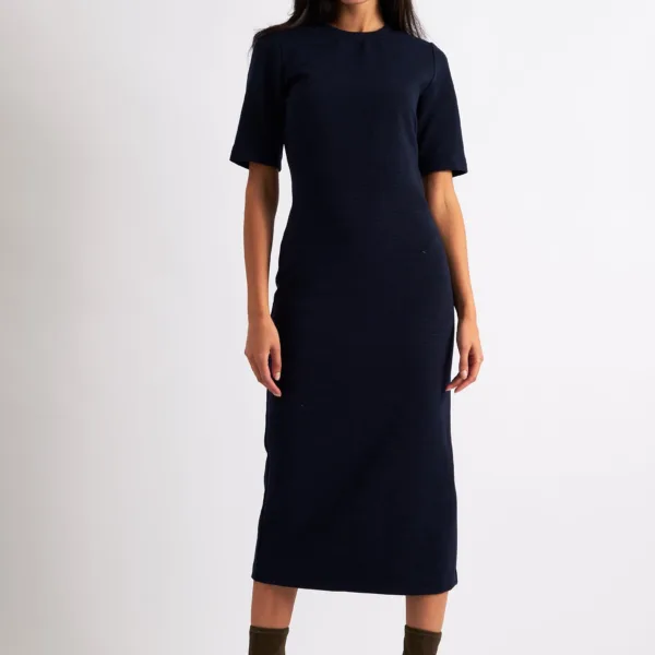 Nila Rib Bodycon Midi Dress - Navy