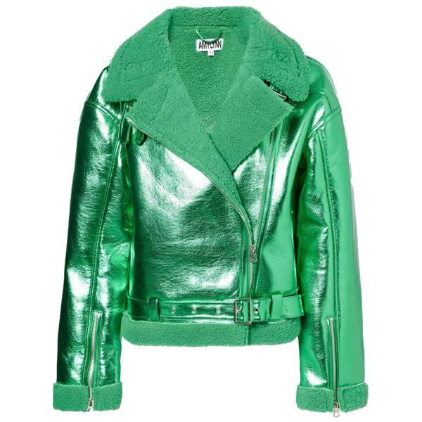 Otto Metallic Green Biker Jacket