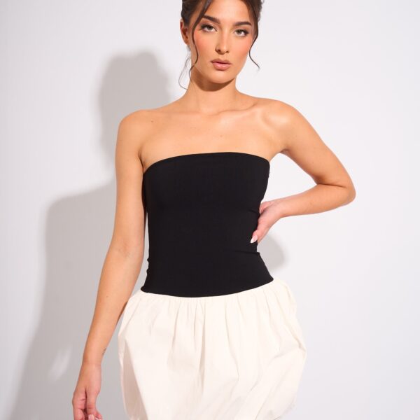 Bandeau Balloon Mini Dress Black & White