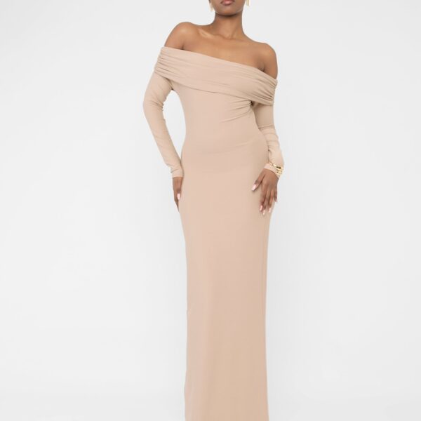 Bardot Luxe Slinky Maxi Dress Latte