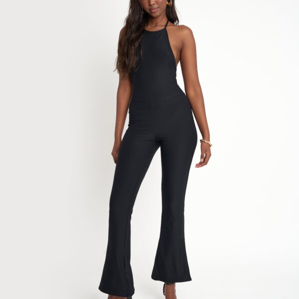 Tie Back Luxe Slinky Jumpsuit Black