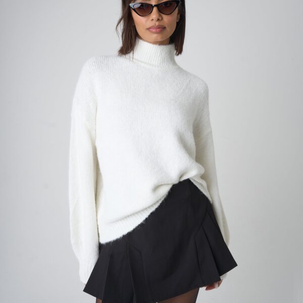 High Neck Knit Jumper White