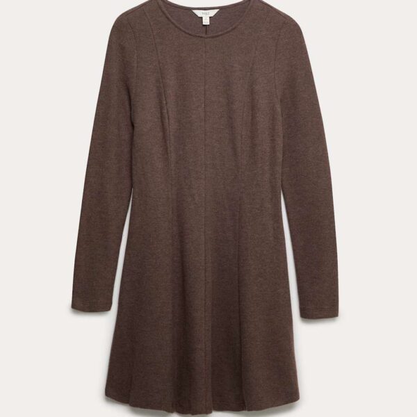 M&S Collection Women's Jersey Round Neck Mini Skater Dress - 14REG - Oatmeal, Oatmeal