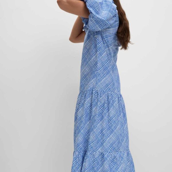 M&S Collection Women's Pure Cotton Midi Relaxed Tiered Dress - 14REG - Navy Mix, Navy Mix
