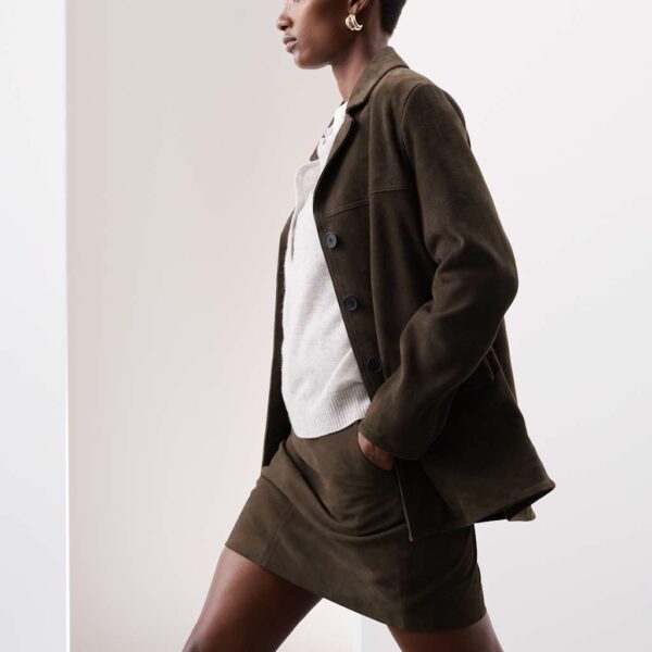 Autograph Women's Suede Mini A-Line Skirt - 16 - Chocolate, Chocolate