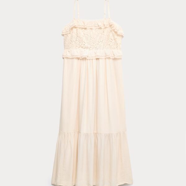 Per Una Women's Lace Detail Ruffle Midaxi Cami Dress - 14REG - Ecru, Ecru