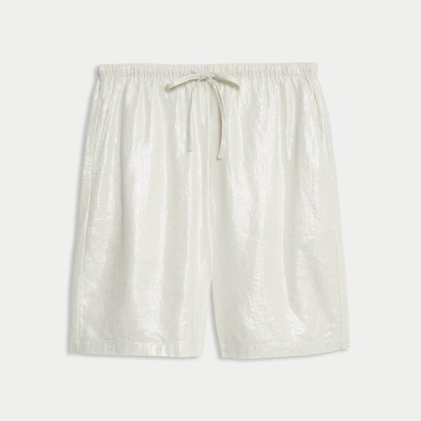 M&S Collection Women's Linen Rich High Waisted Shorts - 8 - Oatmeal, Oatmeal