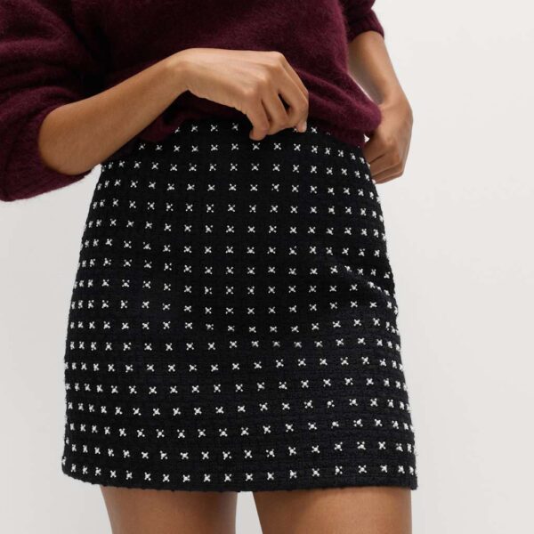 M&S Collection Women's Tweed Embellished Mini A-Line Skirt - 12REG - Black Mix, Black Mix