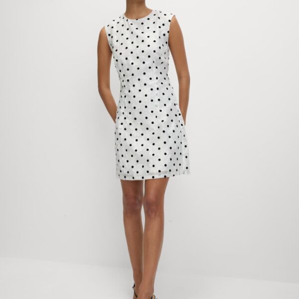 M&S Collection Women's Polka Dot Mini Shift Dress - 12REG - Ivory Mix, Ivory Mix