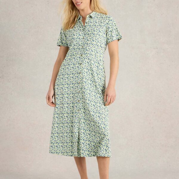 White Stuff Women's Jersey Printed Midi Shirt Dress - 20REG - Green Mix, Green Mix
