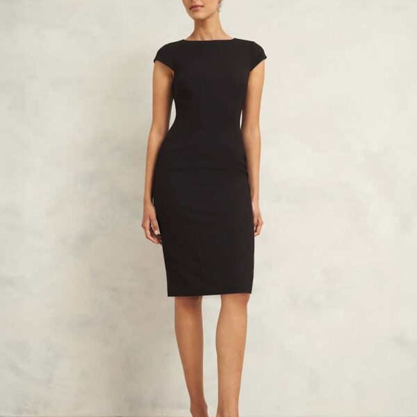 Hobbs Women's Wide Neck Knee Length Shift Dress - 8 - Black, Black