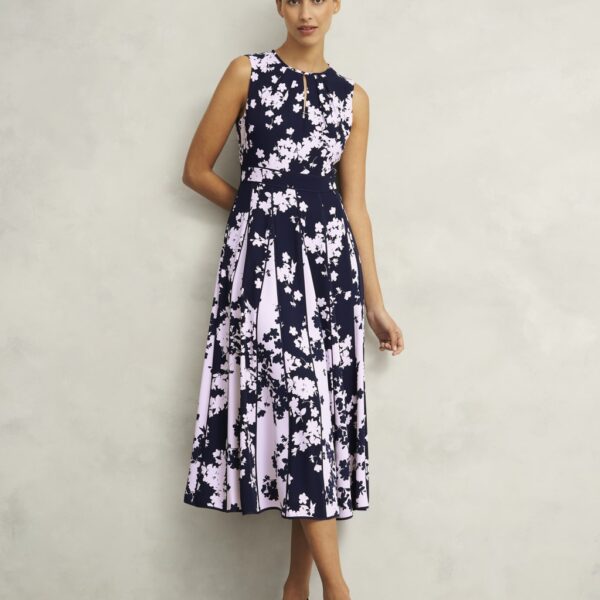Hobbs Women's Angelica Floral Knee Length Skater Dress - 10REG - Navy, Navy