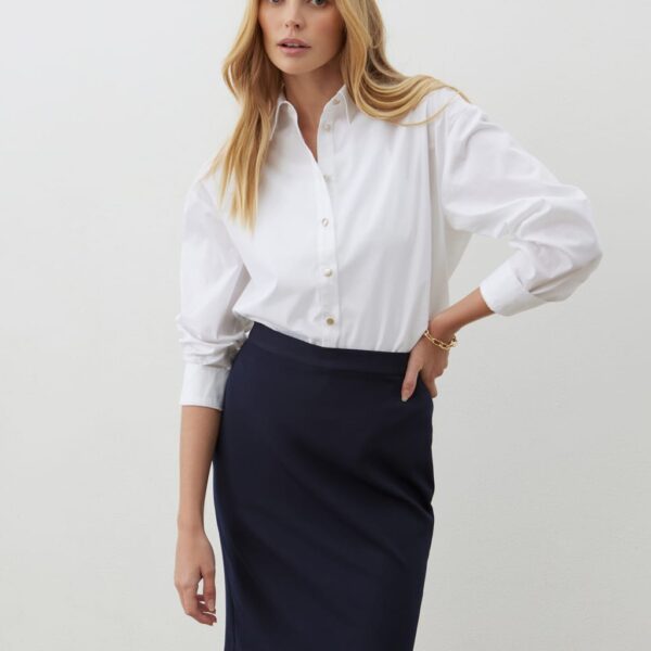 Finery London Women's Split Back Knee Length Pencil Skirt - 16 - Navy, Navy,Black