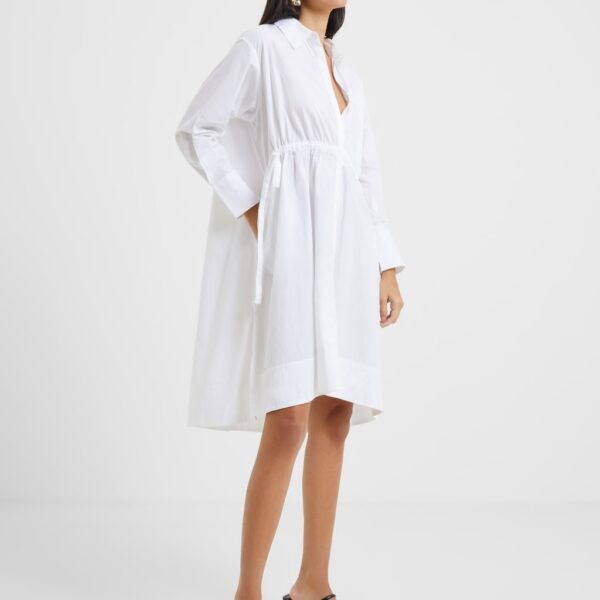 French Connection Women's Pure Cotton Knee Length Shirt Dress - XS - White, White,Blue