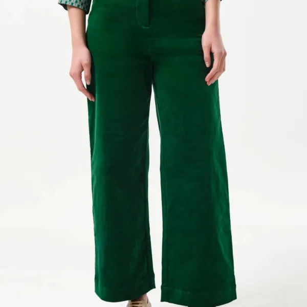 Tim Baby Cord Straight Cut Trousers - Dark Green