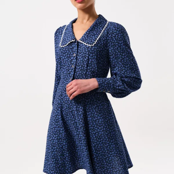 Tonya Daisy Time Lace Trimmed Collar Mini Dress