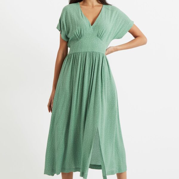 Unity Petite Dot V-Neck Midi Dress